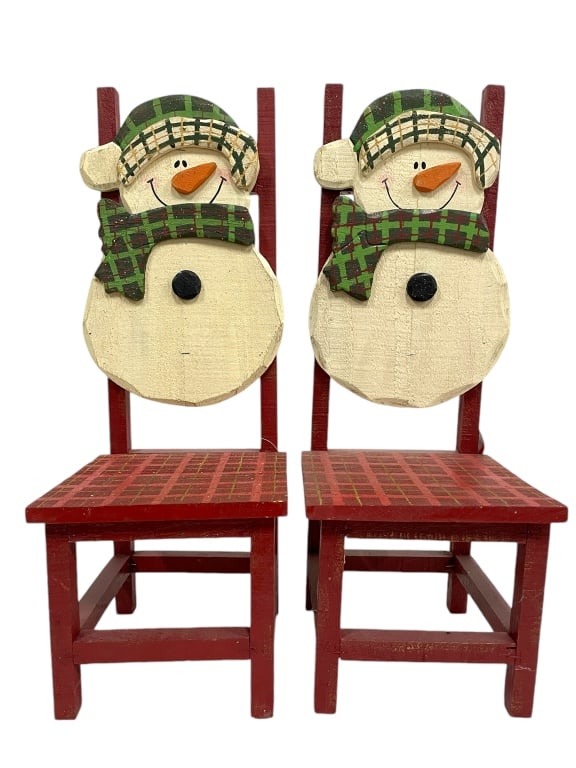 SNOWMEN DECORATIVE STOOLS 2 PIECES 21" (1 of 4)