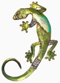 NEW! CAPIZ SHELL AND METAL GECKO WALL PLAQUE