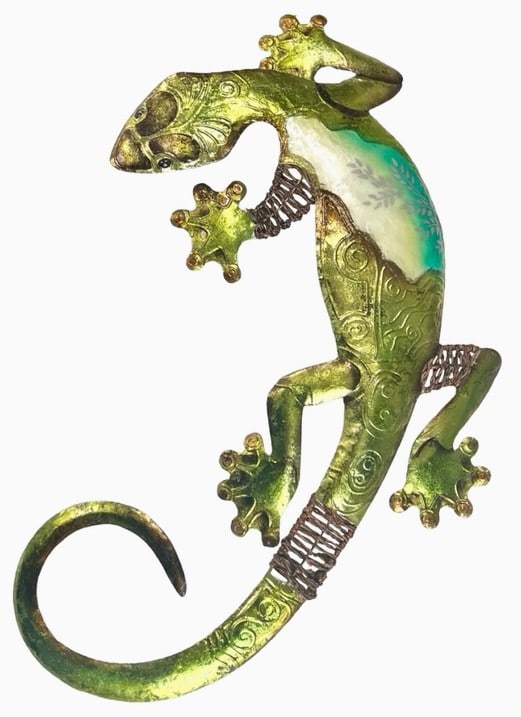 NEW! CAPIZ SHELL AND METAL GECKO WALL PLAQUE (1 of 2)