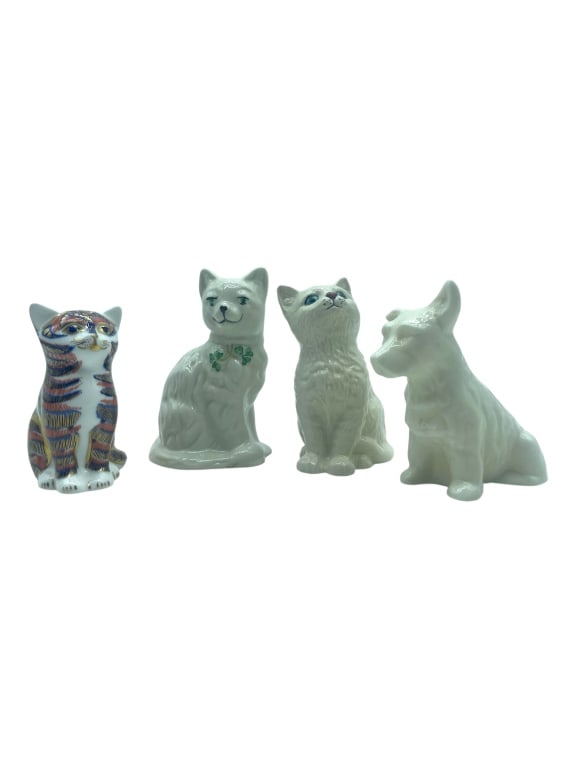 LOT OF 4 PORCELAIN CAT AND DOG FIGURINES, 4" (1 of 5)