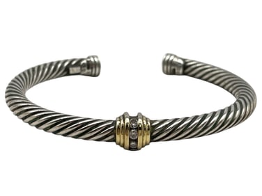 DAVID YURMAN STERLING & 18K GOLD CUFF 28G