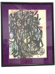 1968 SAUL KATZEN ABSTRACT MIXED MEDIA ART 16"