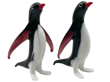 MURANO STYLE ART GLASS PENGUIN FIGURINES