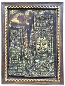 ANGKOR WAT STYLE BAS-RELIEF WALL PANEL 28"