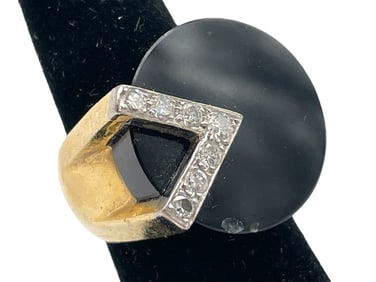 14K GOLD MID CENTURY MODERNIST RING 11G SZ6