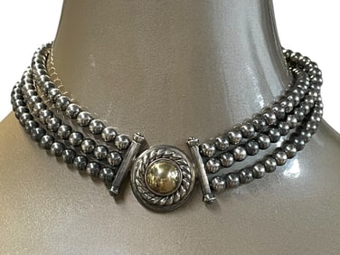 VINTAGE 14K AND STERLING NECKLACE 62G