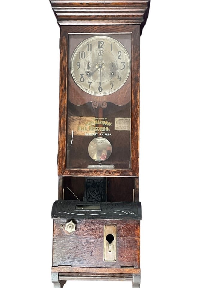 ANTIQUE INTERNATIONAL TIME RECORDING CO. CLOCK 48" (1 of 6)