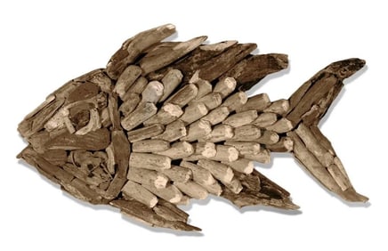 NEW! COASTAL DRIFTWOOD ANGEL FISH WALL ART 28"
