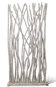 WHITEWASHED TEAK WOOD STICK ROOM DIVIDER 77.5"