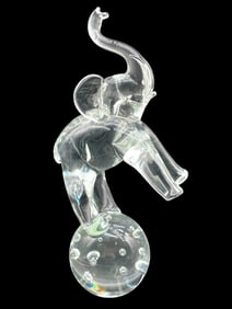 L. ZANETTI SIGNED ART GLASS ELEPHANT 15.5"