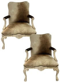 PAIR OF REGENCY STYLE ARMCHAIRS W HIDE