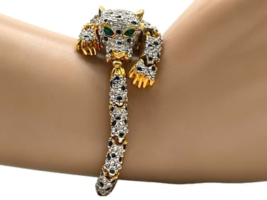 ARTICULATED RHINESTONE PANTHER BRACELET