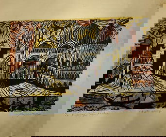 IRVING AMEN PENCIL SIGNED "PIAZZA SAN MARCO" 19"