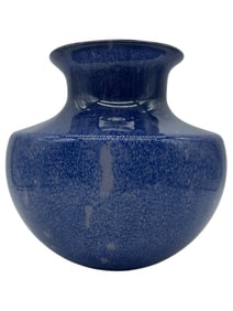 LARGE COBALT BLUE GLAZED POTTERY VASE 11"