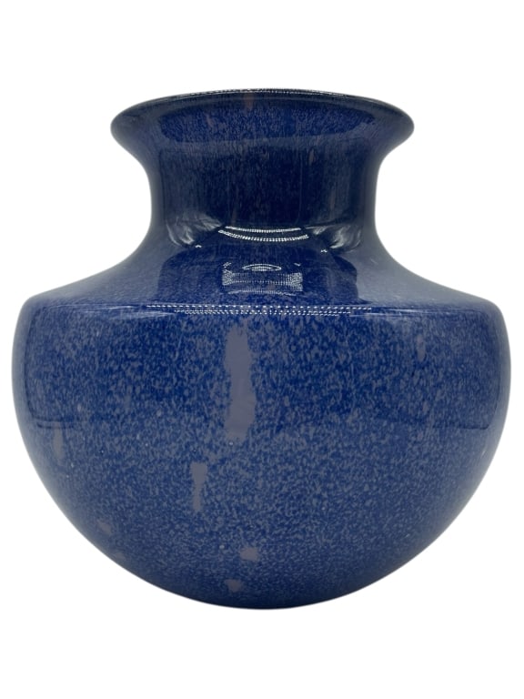 LARGE COBALT BLUE GLAZED POTTERY VASE 11" (1 of 6)