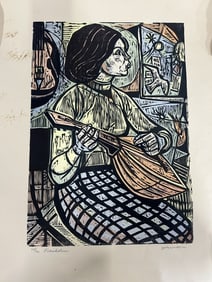 IRVING AMEN PENCIL SIGNED "MANDOLIN" 23"