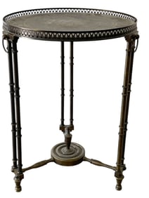 ANTIQUE FRENCH STYLE BRONZE & TOLE TABLE