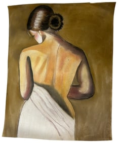 SULTANA" MIDCENTURY MODERNIST PASTEL PORTRAIT 24