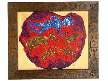 VIBRANT INDIGENOUS-STYLE MIXED MEDIA ARTWORK 34"