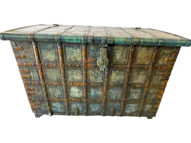ANTIQUE INDIAN DOWRY TRUNK CHEST 40"