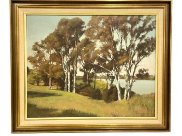 RICK EVERINGHAM GUM TREES OIL PAINTING 35.5"