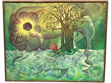 LARGE 1965 VINCENT FRAZZINI OIL PAINTING 51"