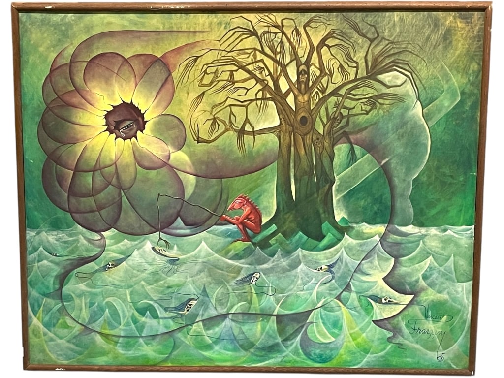 LARGE 1965 VINCENT FRAZZINI OIL PAINTING 51" (1 of 6)