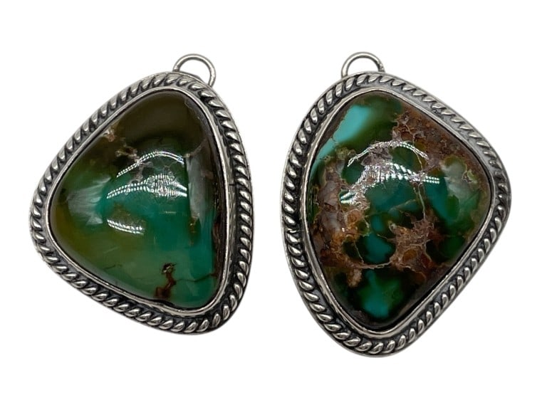 PAIR OF TRIANGULAR TURQUOISE STONE PENDANTS (1 of 4)
