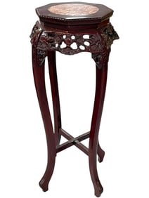 ANTIQUE CHINESE STYLE MARBLE-TOP PLANT STAND 36"