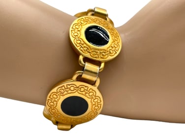 FERRAGAMO GOLD BRACELET OF LINKED MEDALLIONS