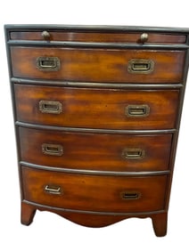 THEODORE ALEXANDER CAMPAIGN-STYLE BOW-FRONT CHEST