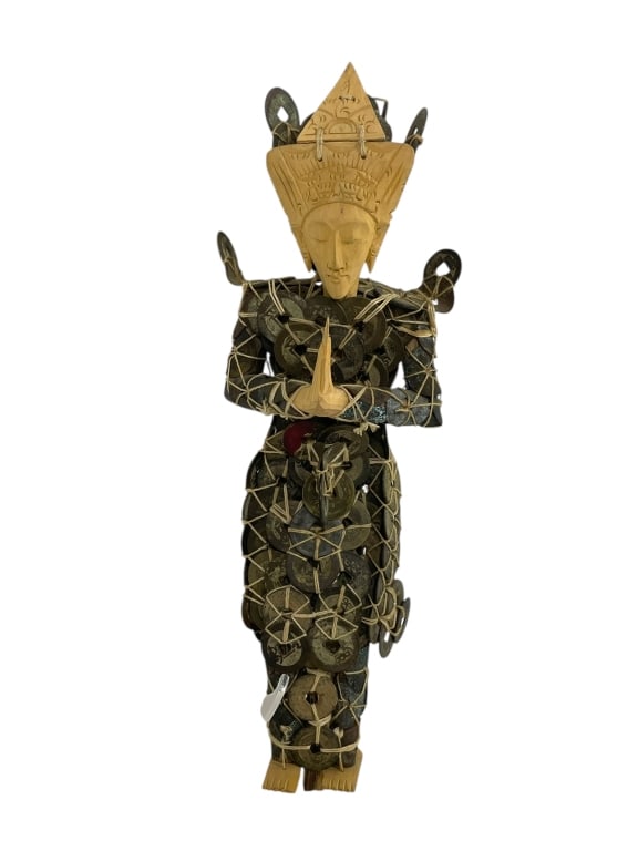 VTG BALINESE KEPENG DEWI CHINESE COIN STATUE 11" (1 of 2)