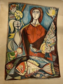 PENCIL-SIGNED COLOR LITHOGRAPH BY IRVING AMEN 29"