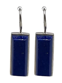 STERLING & BLUE LAPIS RECTANGLE EARRINGS 6.9G