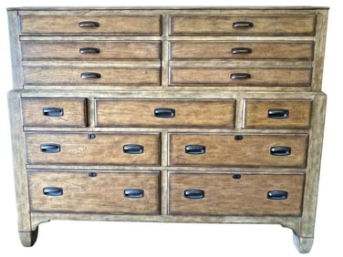 THOMASVILLE CAMPAIGN-STYLE WOODEN CHEST OF DRAWERS
