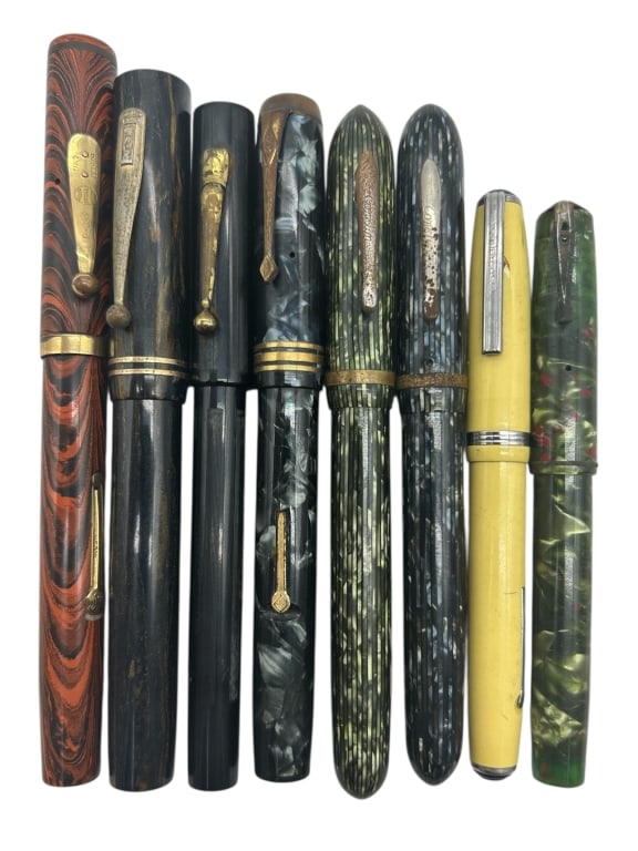 VINTAGE COLLECTION OF 8 FOUNTAIN PENS 6" (1 of 4)