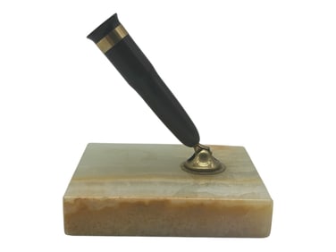 VINTAGE DESK PEN HOLDER WITH ONYX BASE 3"