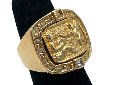 GOLD SIGNET-STYLE RING SZ 4