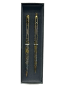VINTAGE CROSS MARBLED PEN AND PENCIL SET 6"
