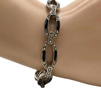 925 STERLING AND MARCASITE BRACELET 19.53G