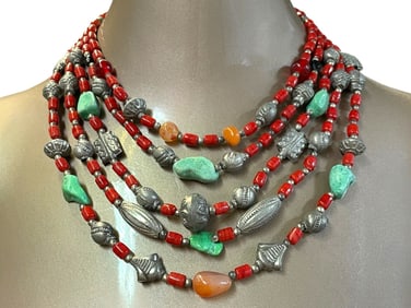 MULTI-STRAND SOUTHWESTERN-STYLE BEADED NECKLACE