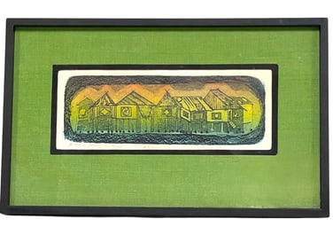 STILT HOUSE COLOR ETCHING PRINT 14"