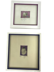PAIR OF ORIGINAL MINIATURE ETCHINGS 5"