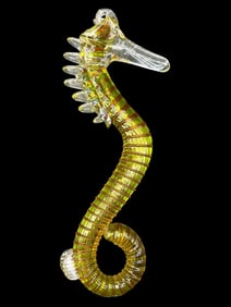 MURANO STYLE GLASS SEAHORSE HANGING FIGURINE 11"