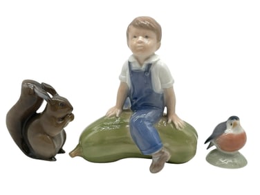 SET OF 3 ROYAL COPENHAGEN PORCELAIN FIGURINES