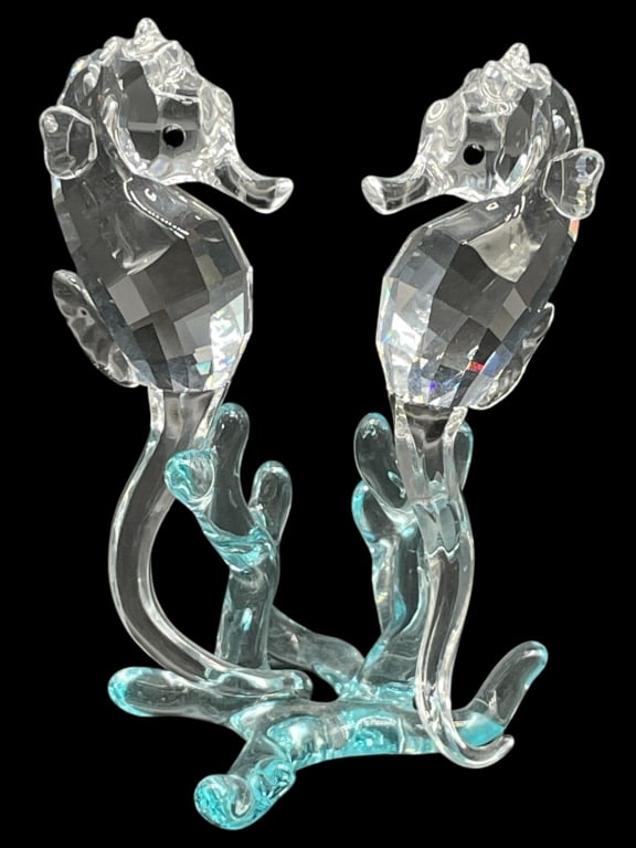 SWAROVSKI CRYSTAL SEAHORSES W/ BLUE CORAL FIGURINE (1 of 6)