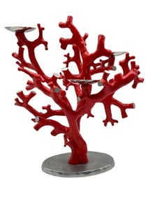 MICHAEL ARAM RED CORAL CANDELABRA 13"