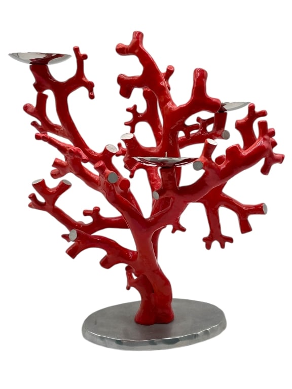 MICHAEL ARAM RED CORAL CANDELABRA 13" (1 of 8)