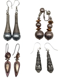 LOT OF 4 STERLING SILVER EARRINGS 27.3G