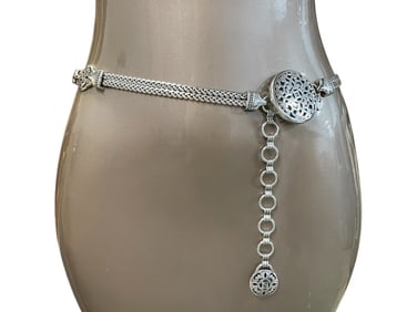 SILVER BRAIDED CHAIN LINK BELT 34"